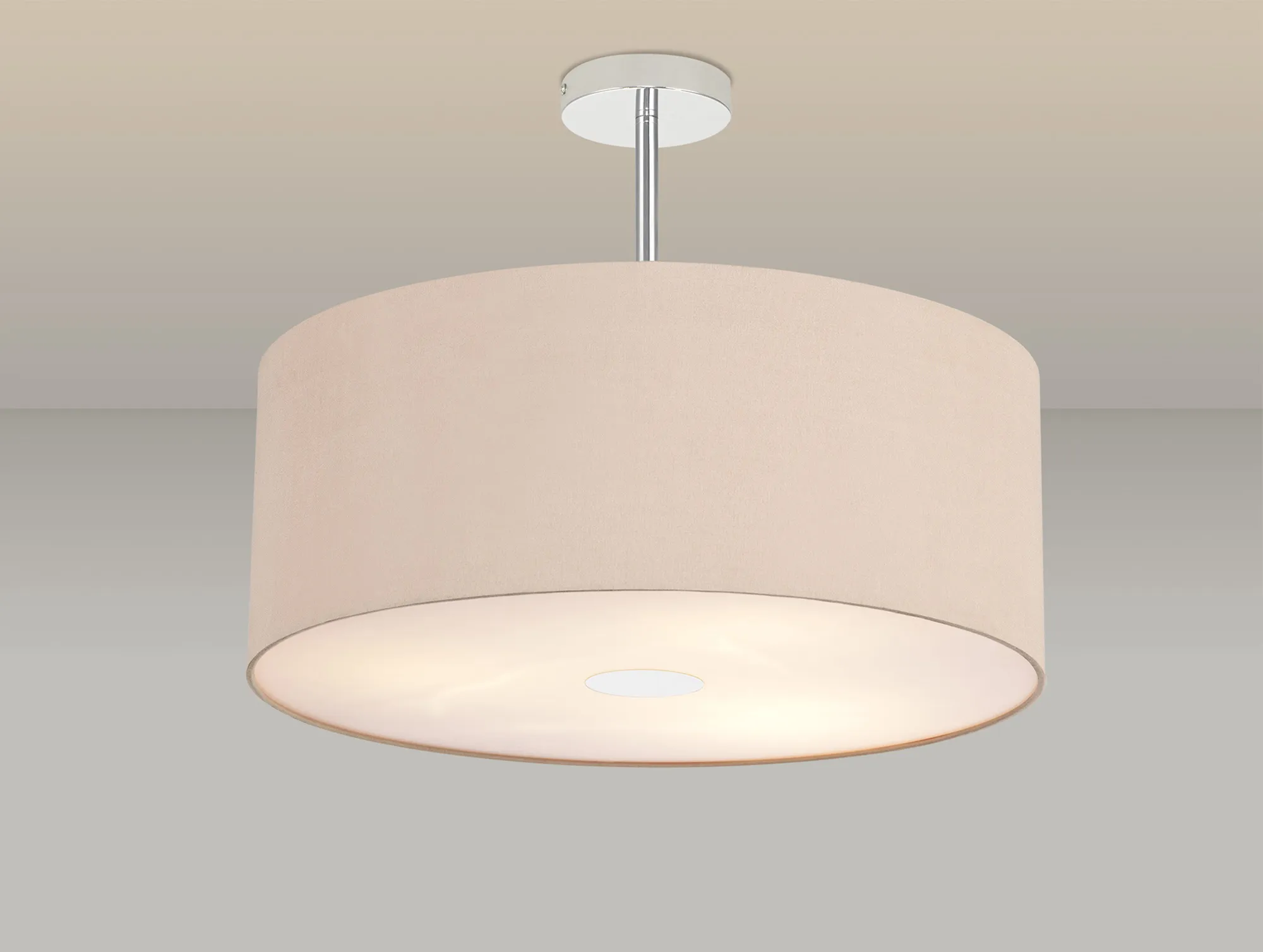 Baymont 50cm Semi Flush 3 Light Polished Chrome, Antique Gold/Ruby, Frosted Diffuser DK0332  Deco Baymont CH AG